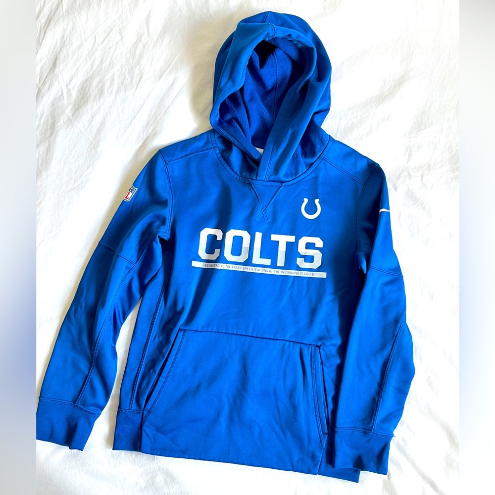 Kids Colts Nike Hoodie Blue Size Large